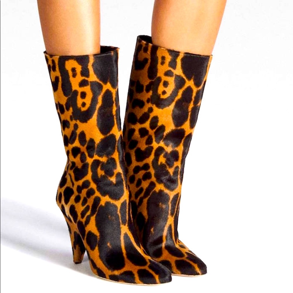 Tamara Mellon mid calf animal print boot
